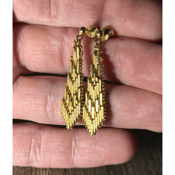 Vintage RV Gold Tone (probably plated) Italy STERLING SILVER 925 Earrings - Picture 1 of 16